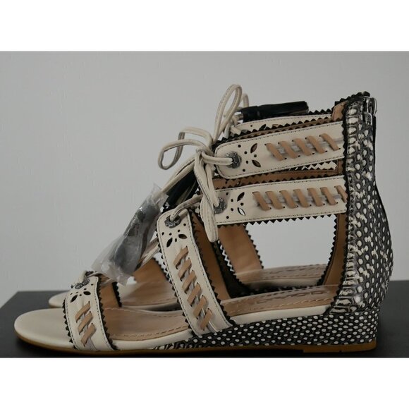 NWT Coach Via Demi Gladiator Wedge Snakeskin Sandals in White 5 - Picture 1 of 8